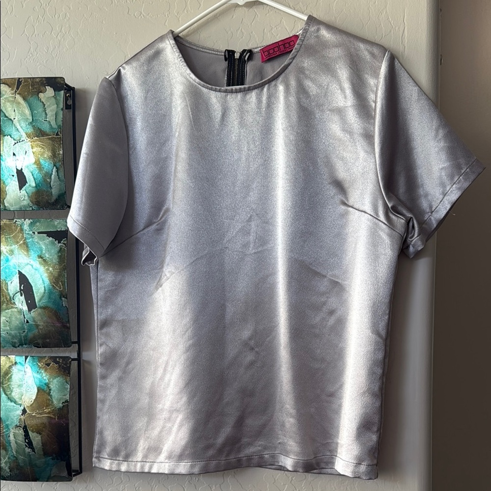 Silver Short Sleeve Top